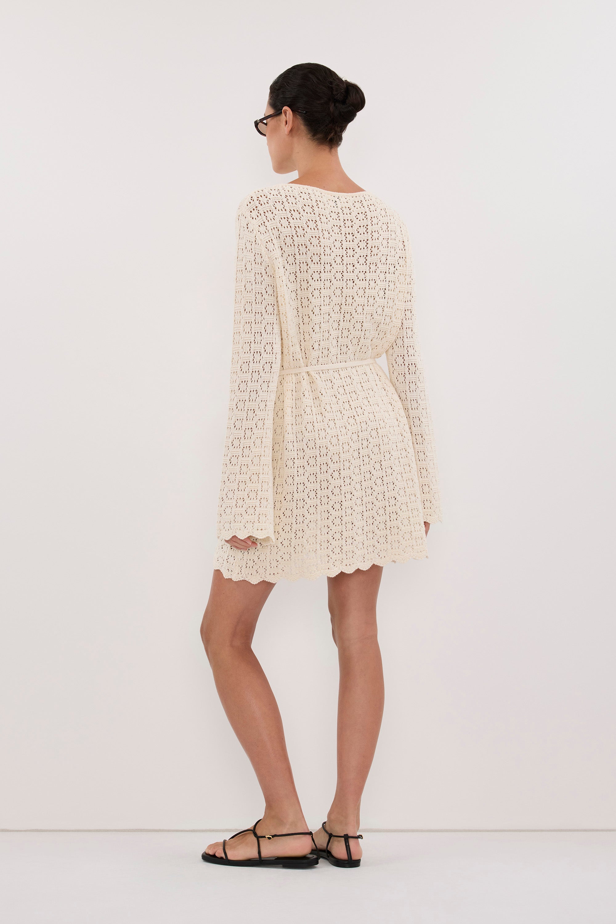 Keira Long Sleeve Knit Mini Dress in Natural By DISSH