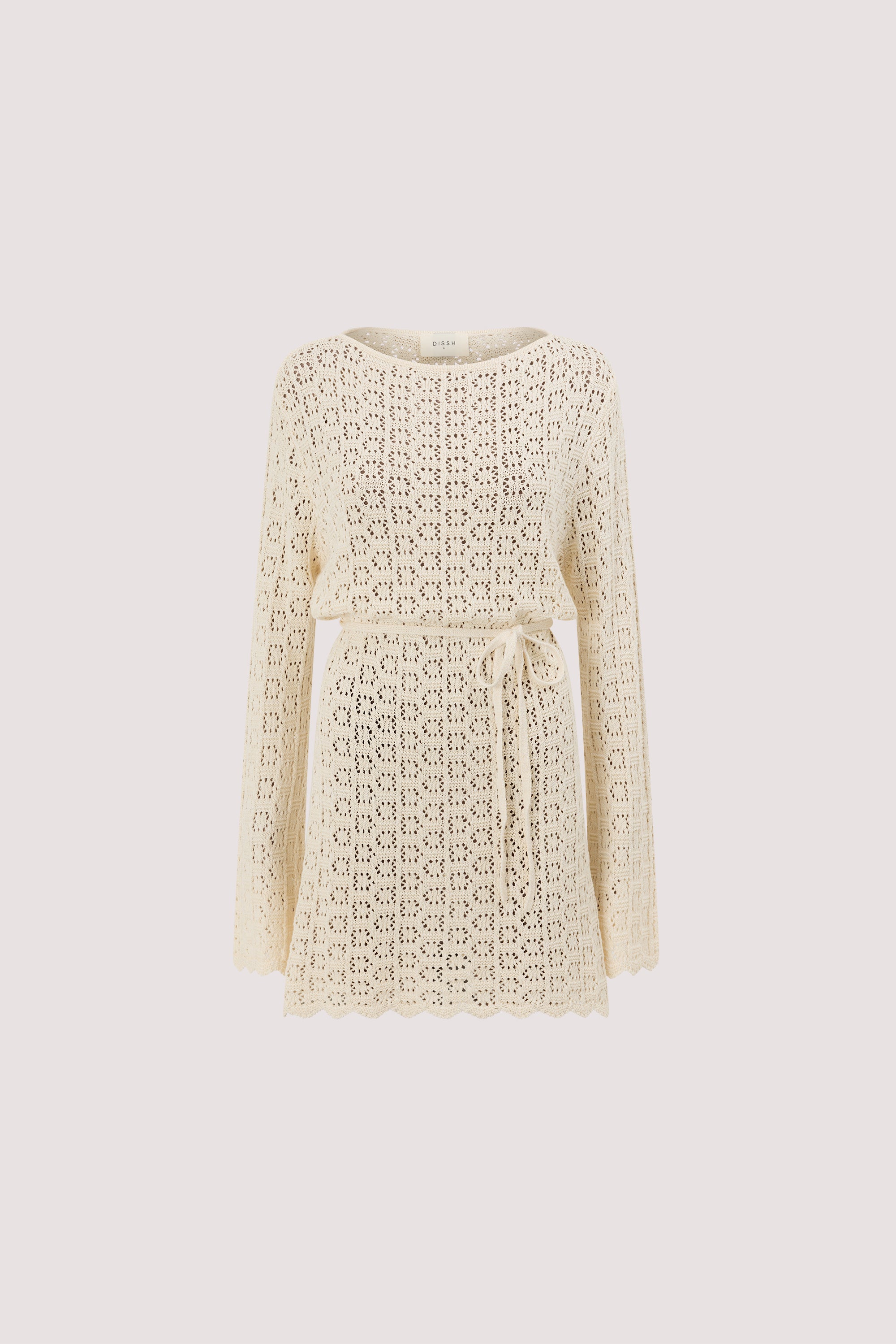 KEIRA NATURAL LONG SLEEVE KNIT MINI DRESS