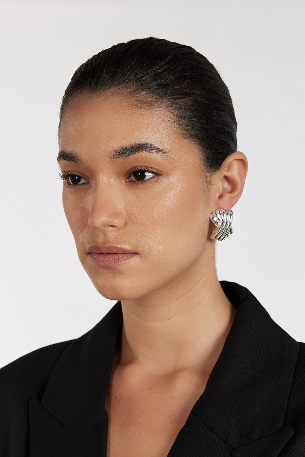 MÉGA TRIPLE X SILVER EARRING