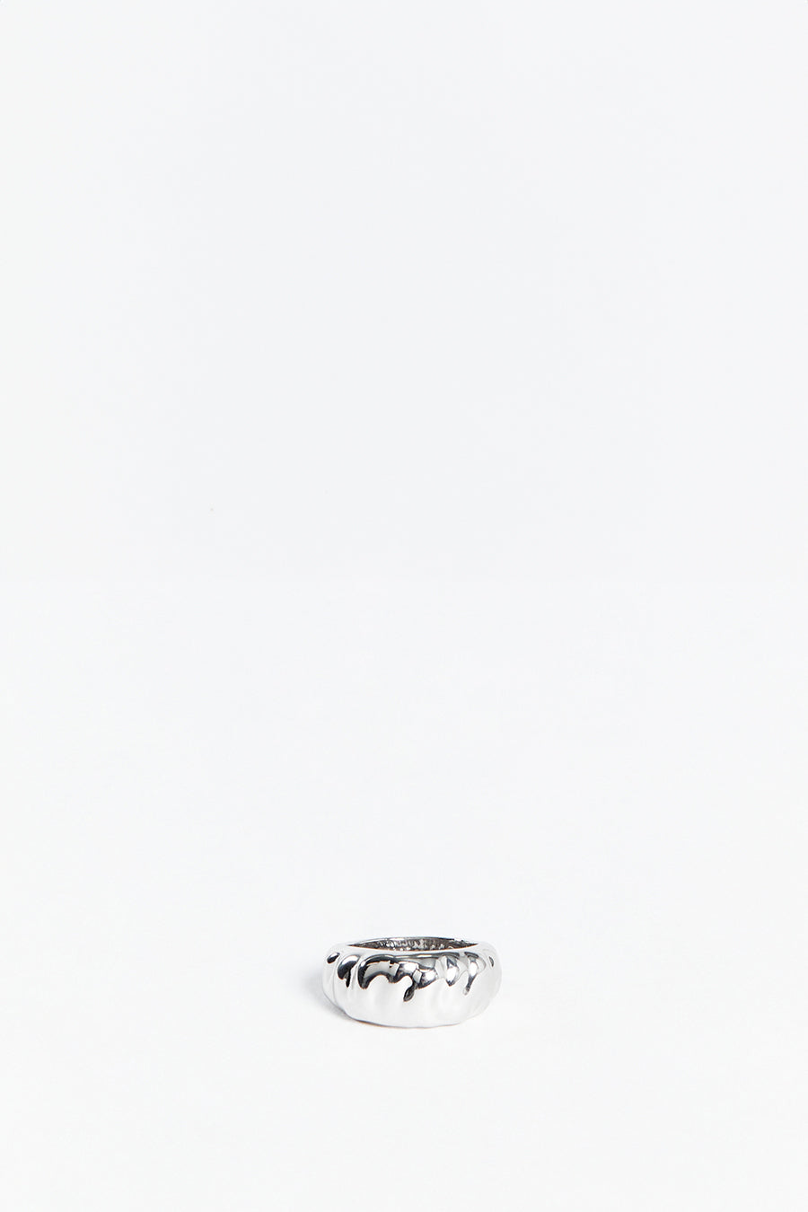 LUV AJ HAMMERED RIDGED SILVER RING