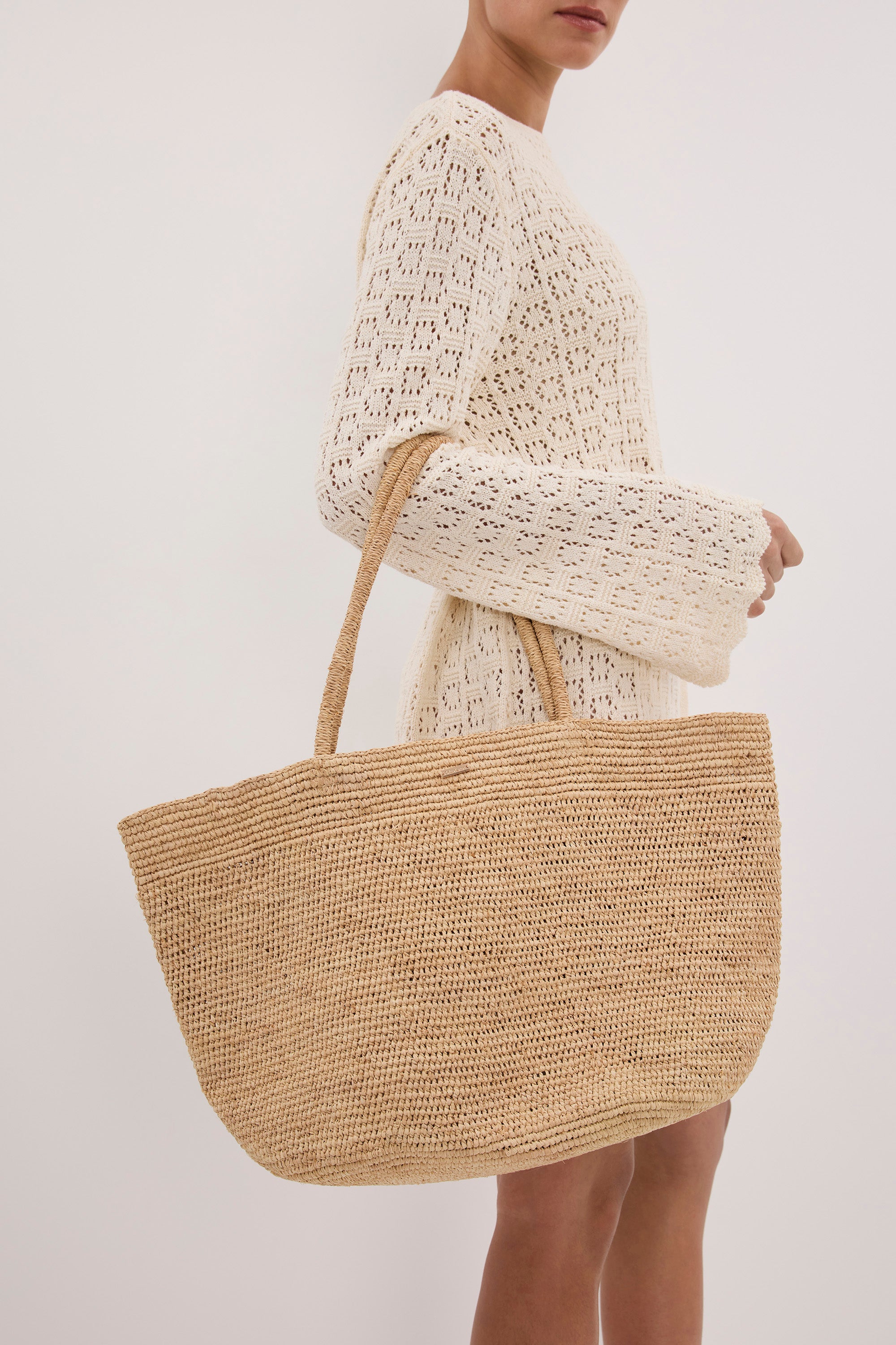 OCHRE LANE NATURAL MAXI RAFFIA TOTE BAG