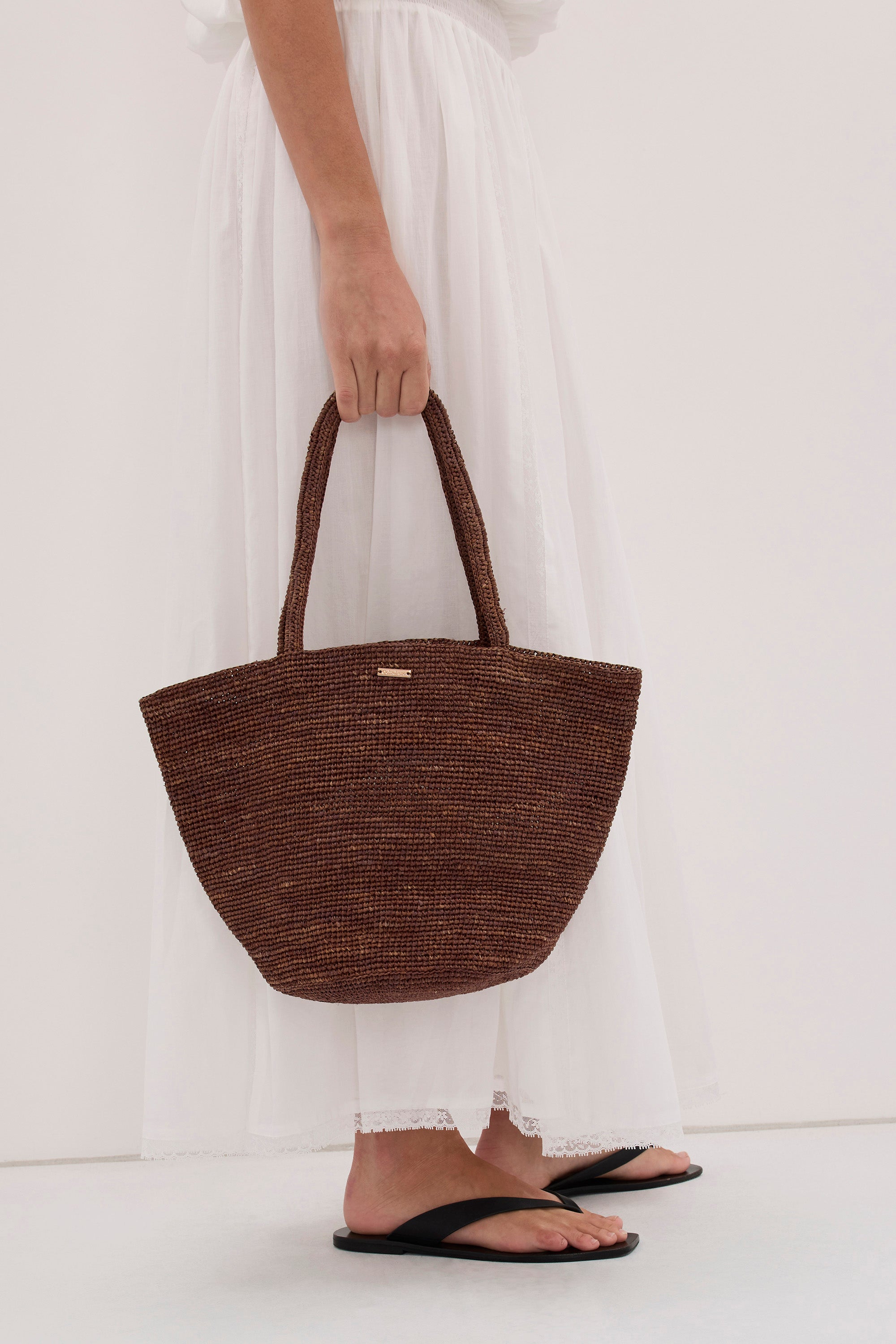 OCHRE LANE COCOA MINI RAFFIA TOTE