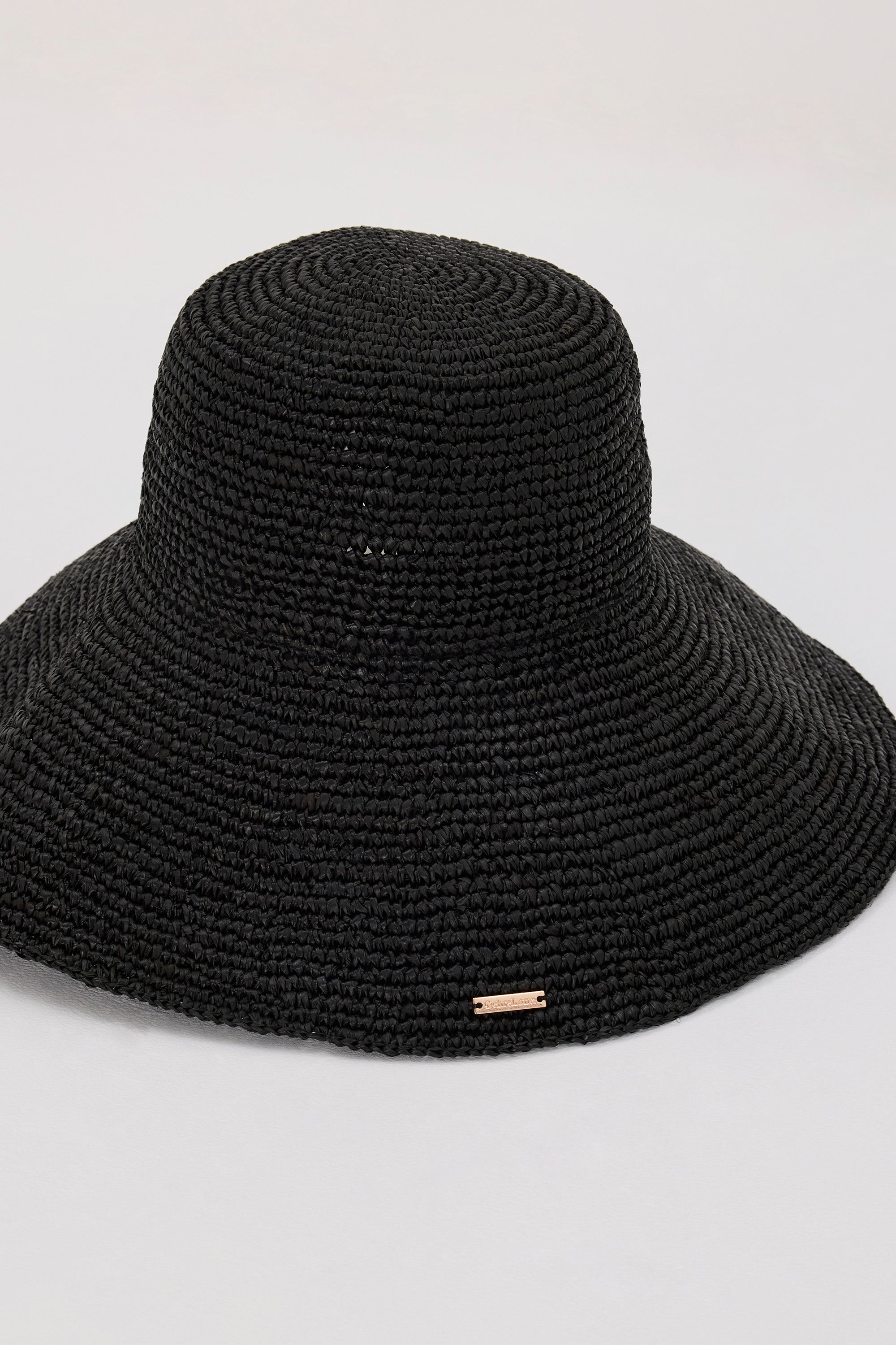 OCHRE LANE BLACK RAFFIA BUCKET HAT