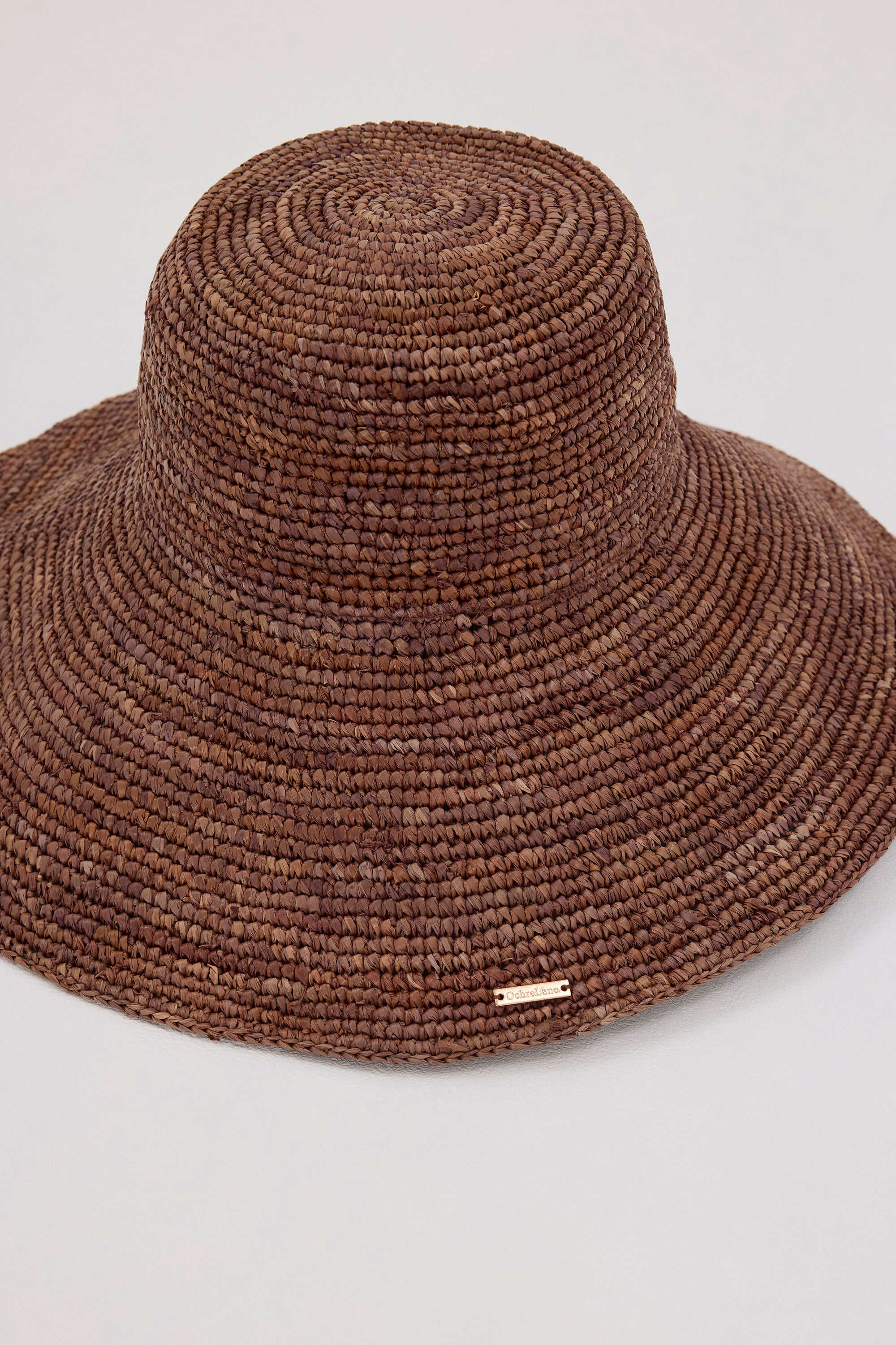 OCHRE LANE COCOA RAFFIA BUCKET HAT