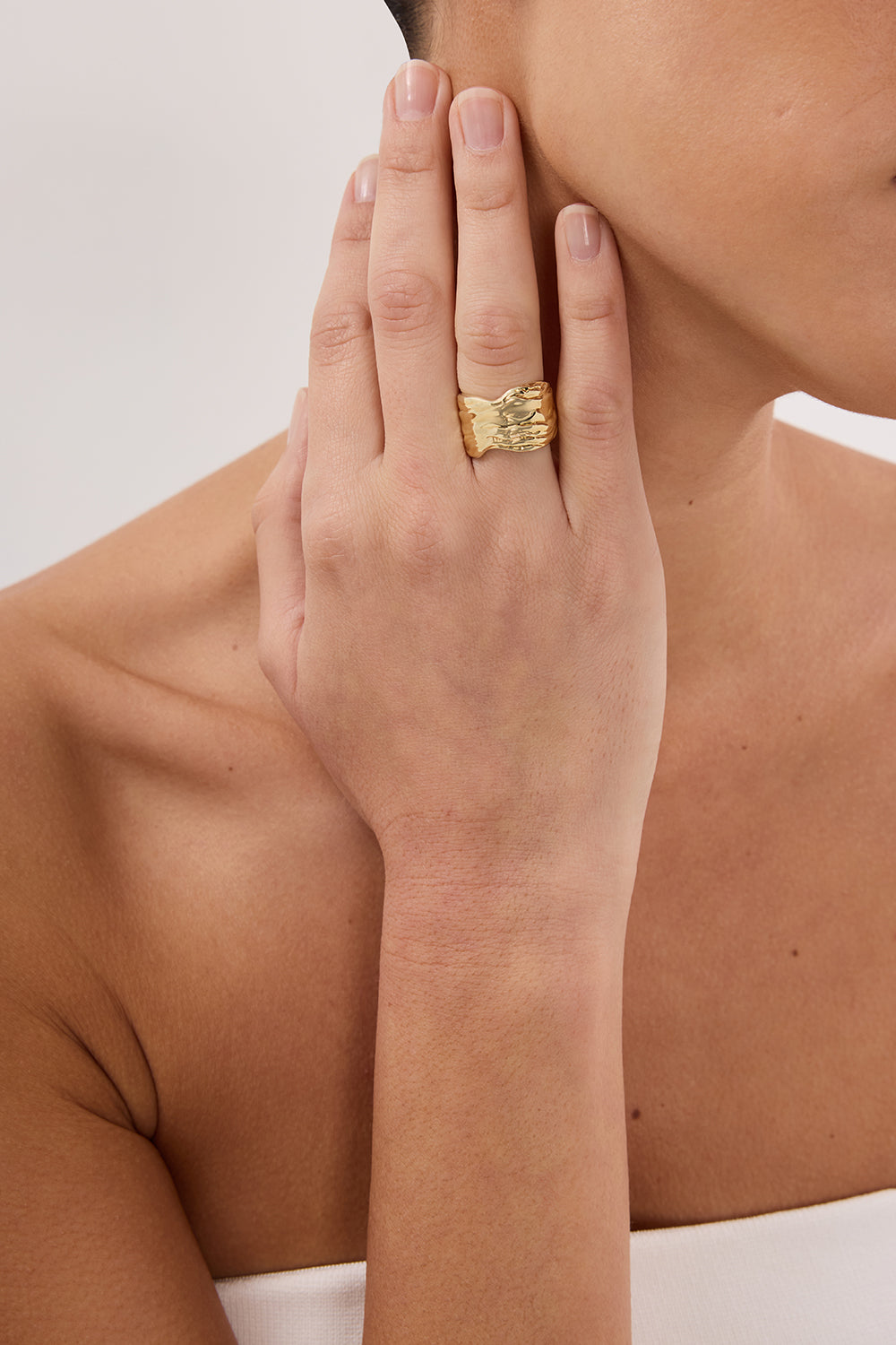 F+H OYSTER SHELL GOLD RING
