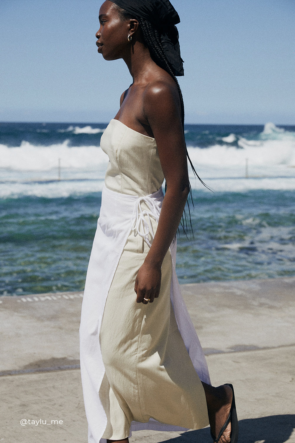 OPAL OAT STRAPLESS MIDI DRESS