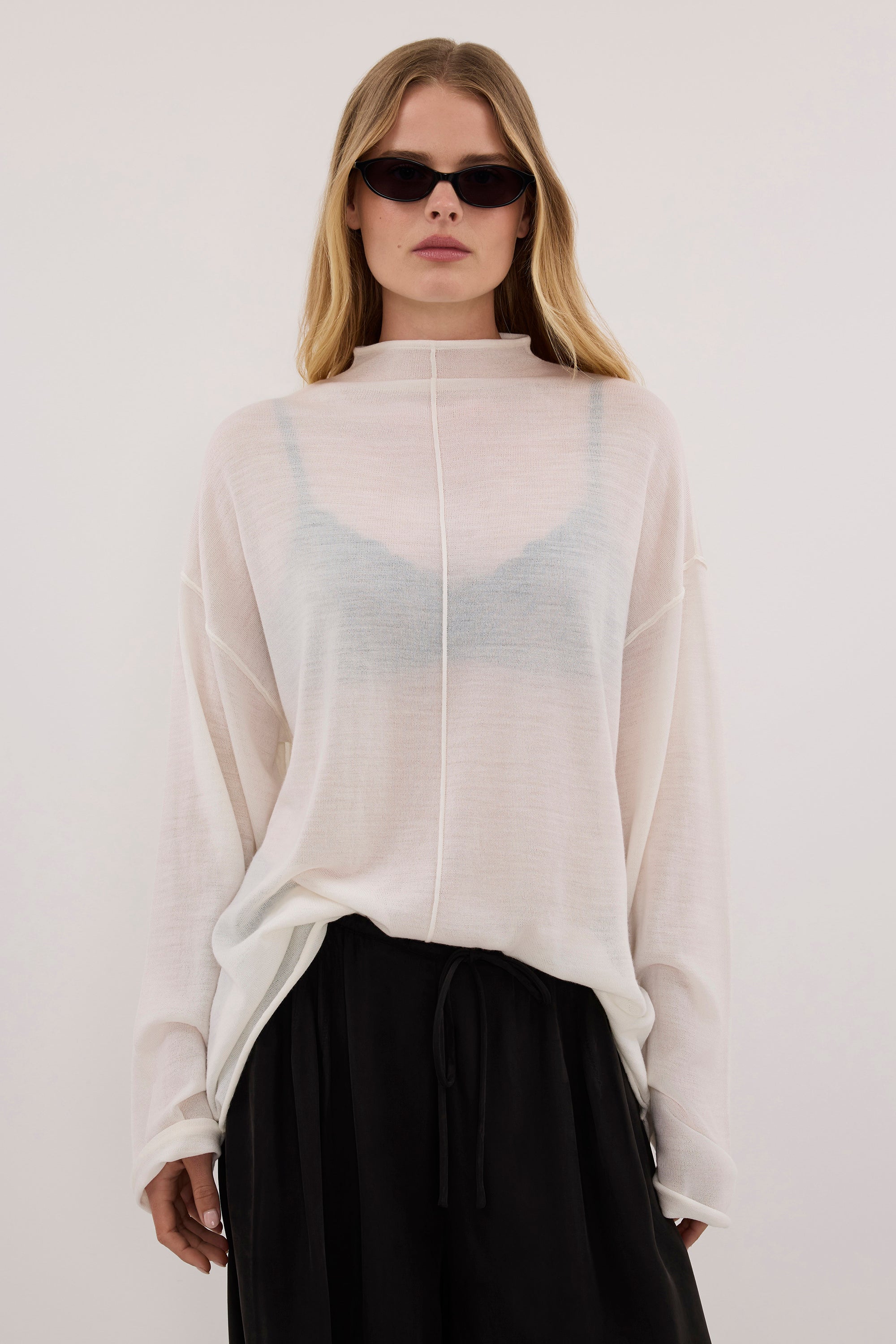 VIRELLE OFF WHITE MERINO KNIT TOP