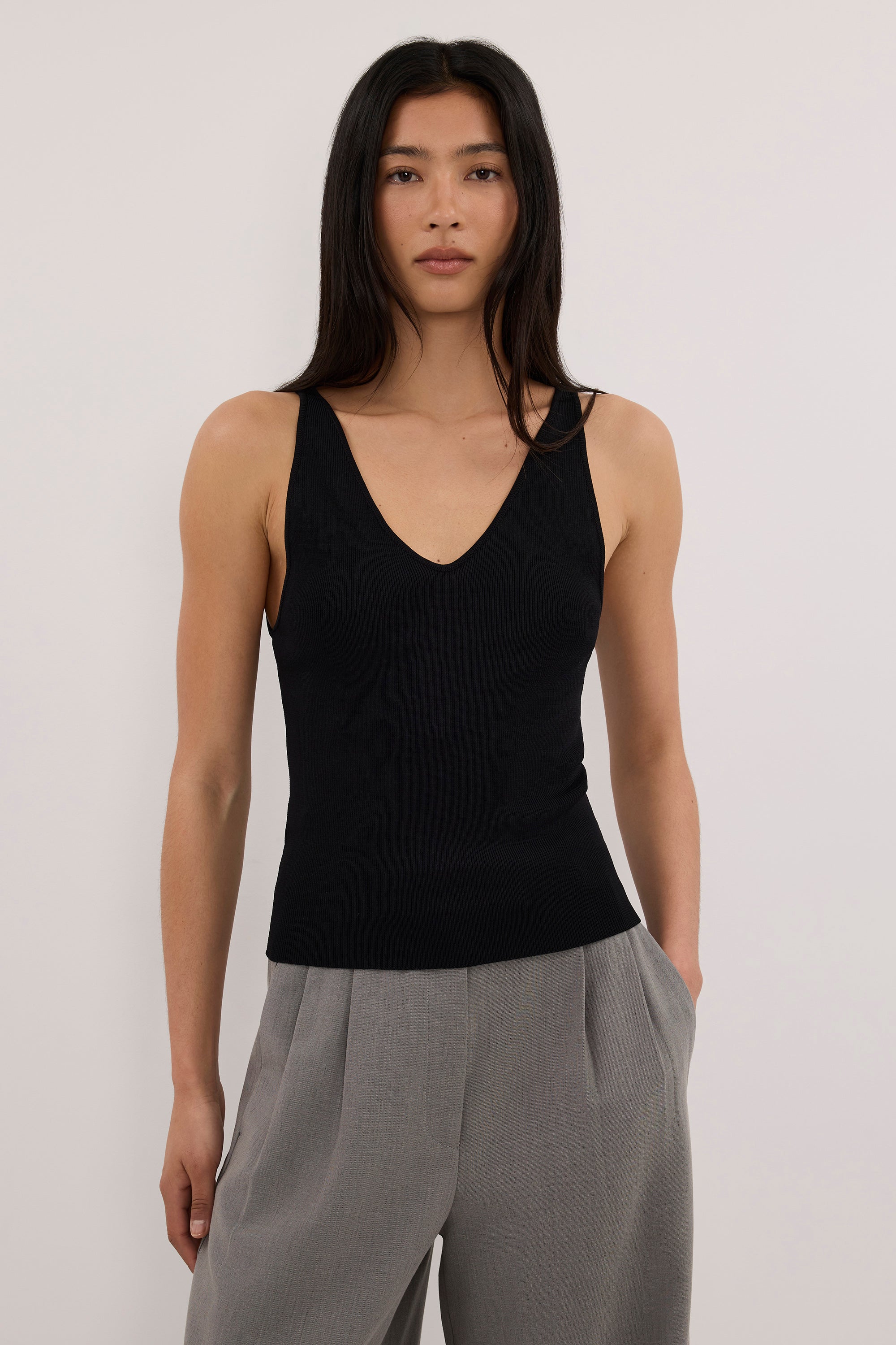SILVIA BLACK KNIT TANK