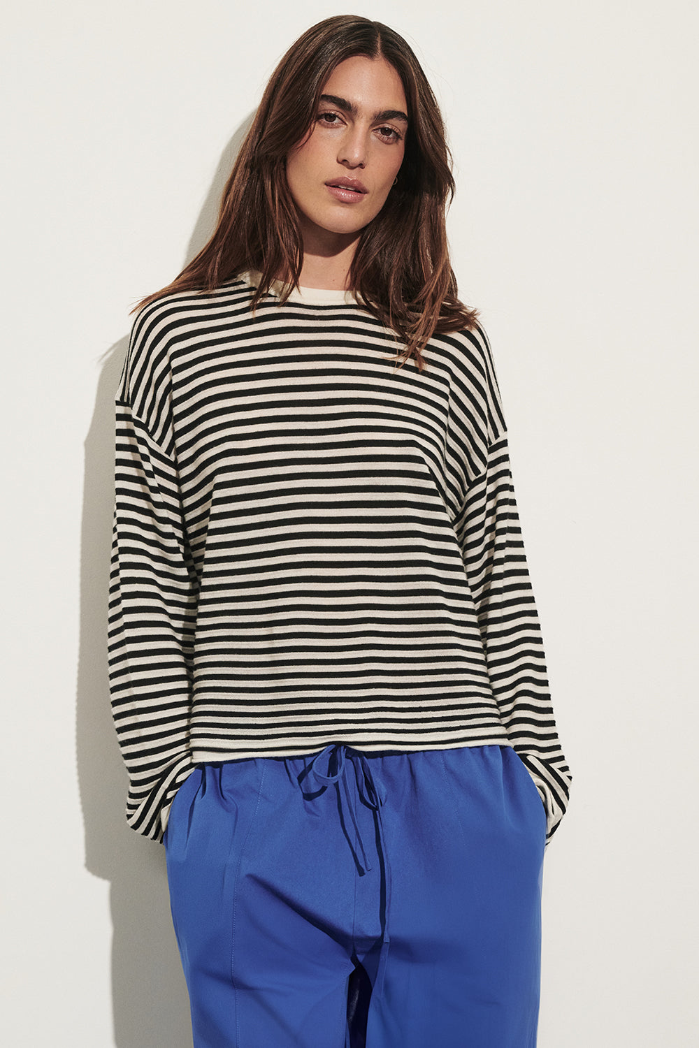 POSIE BLACK STRIPE MERINO KNIT TOP
