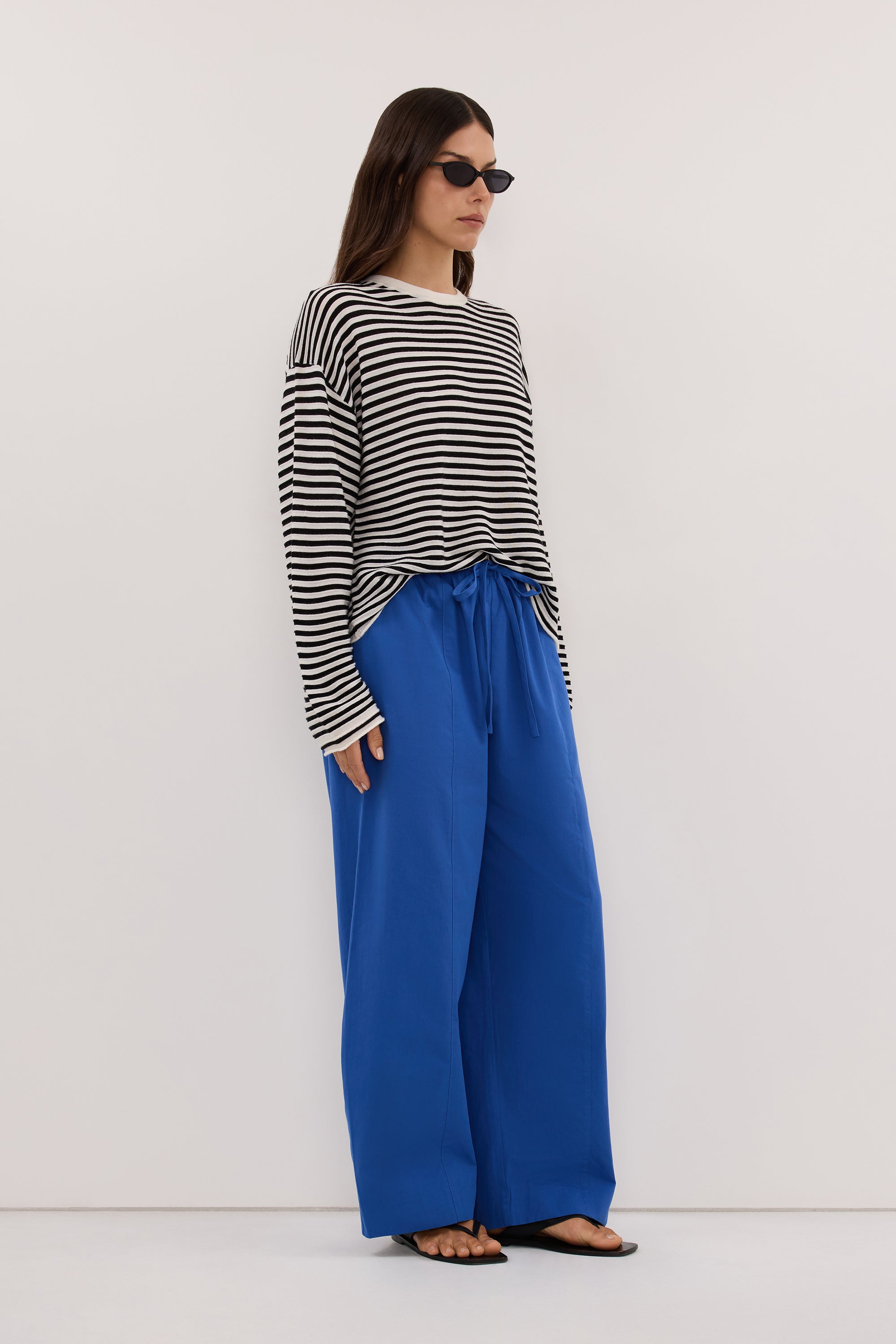 POSIE BLACK STRIPE MERINO KNIT TOP