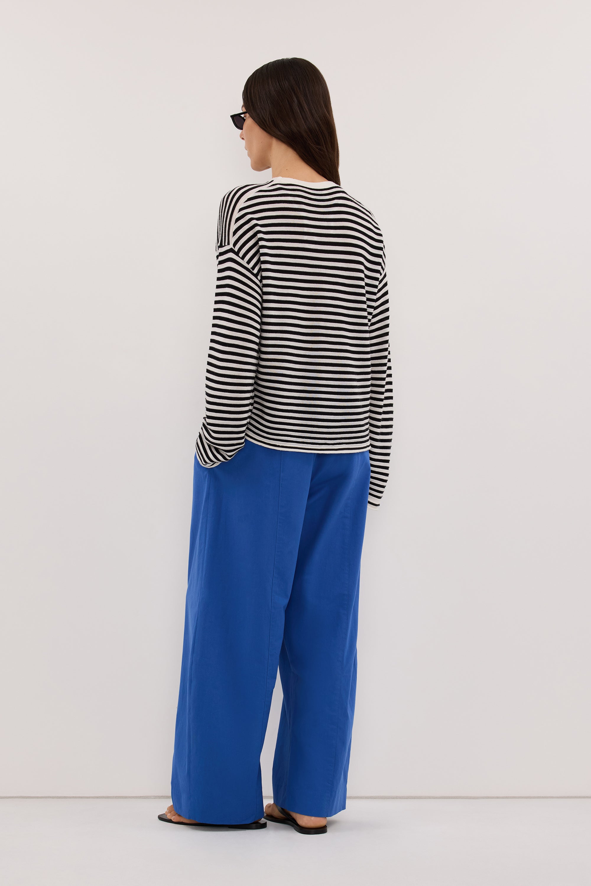POSIE BLACK STRIPE MERINO KNIT TOP