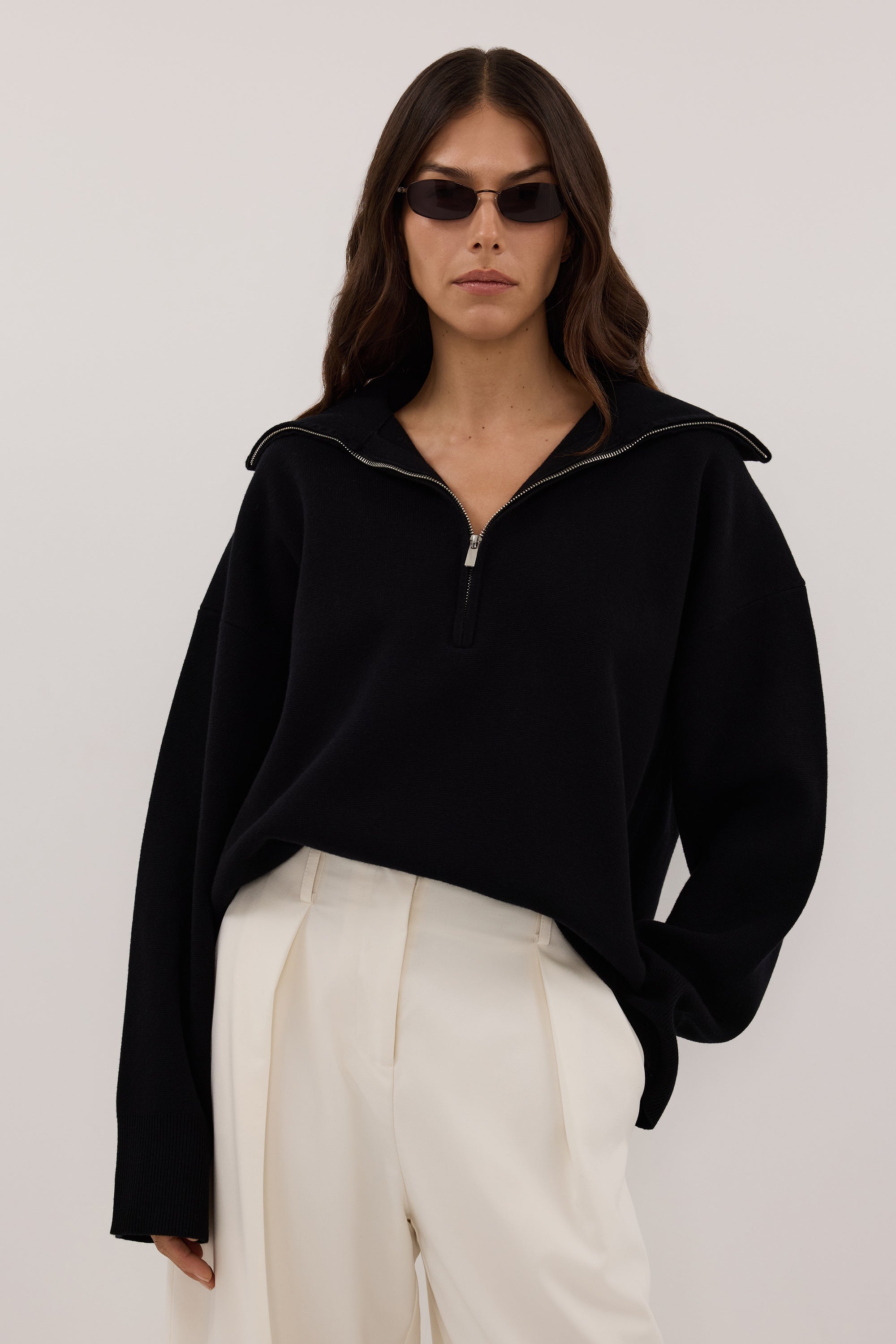 SHILOH BLACK QUARTER ZIP JUMPER - PRE ORDER