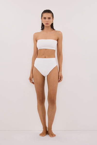 Stas wearing BASE OFF WHITE BANDEAU TOP