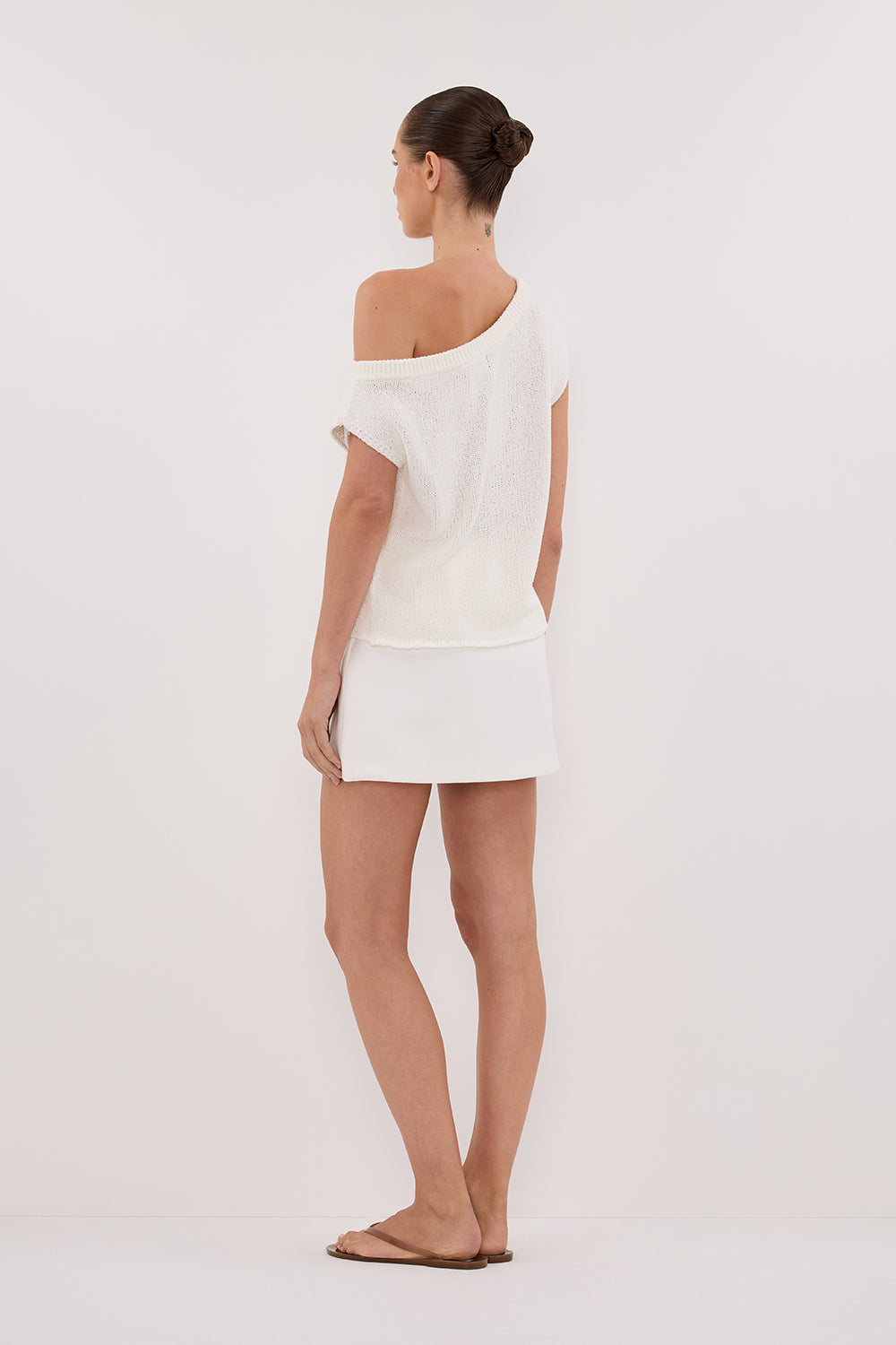 KERRY OFF WHITE ASYM KNIT TOP