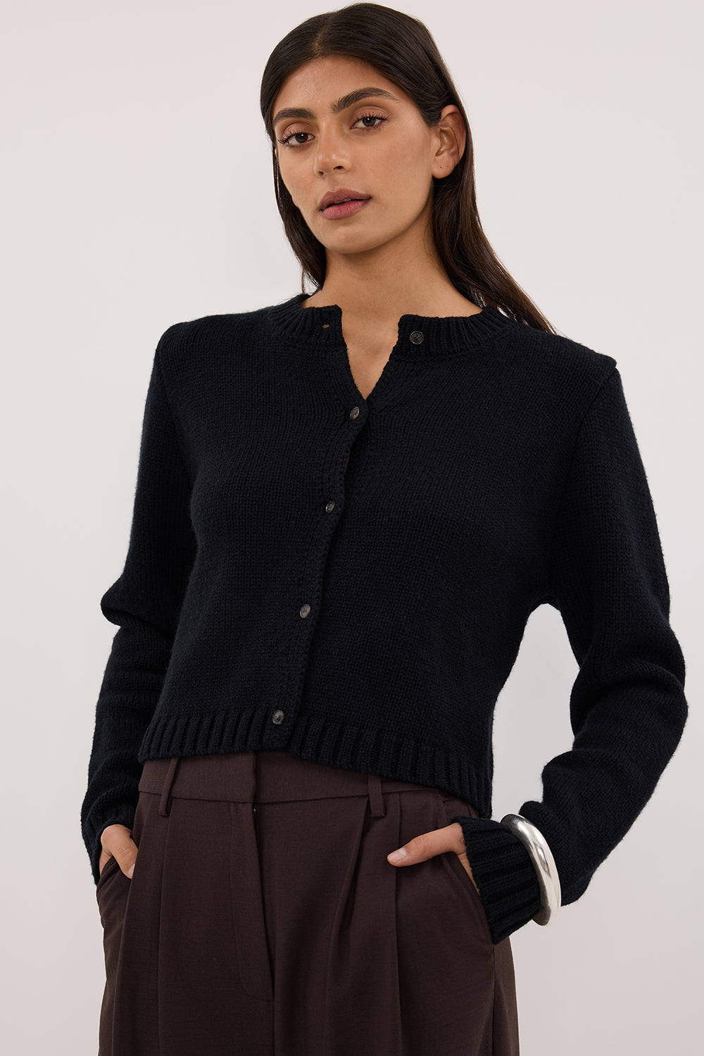 FOSTER BLACK KNIT CARDIGAN