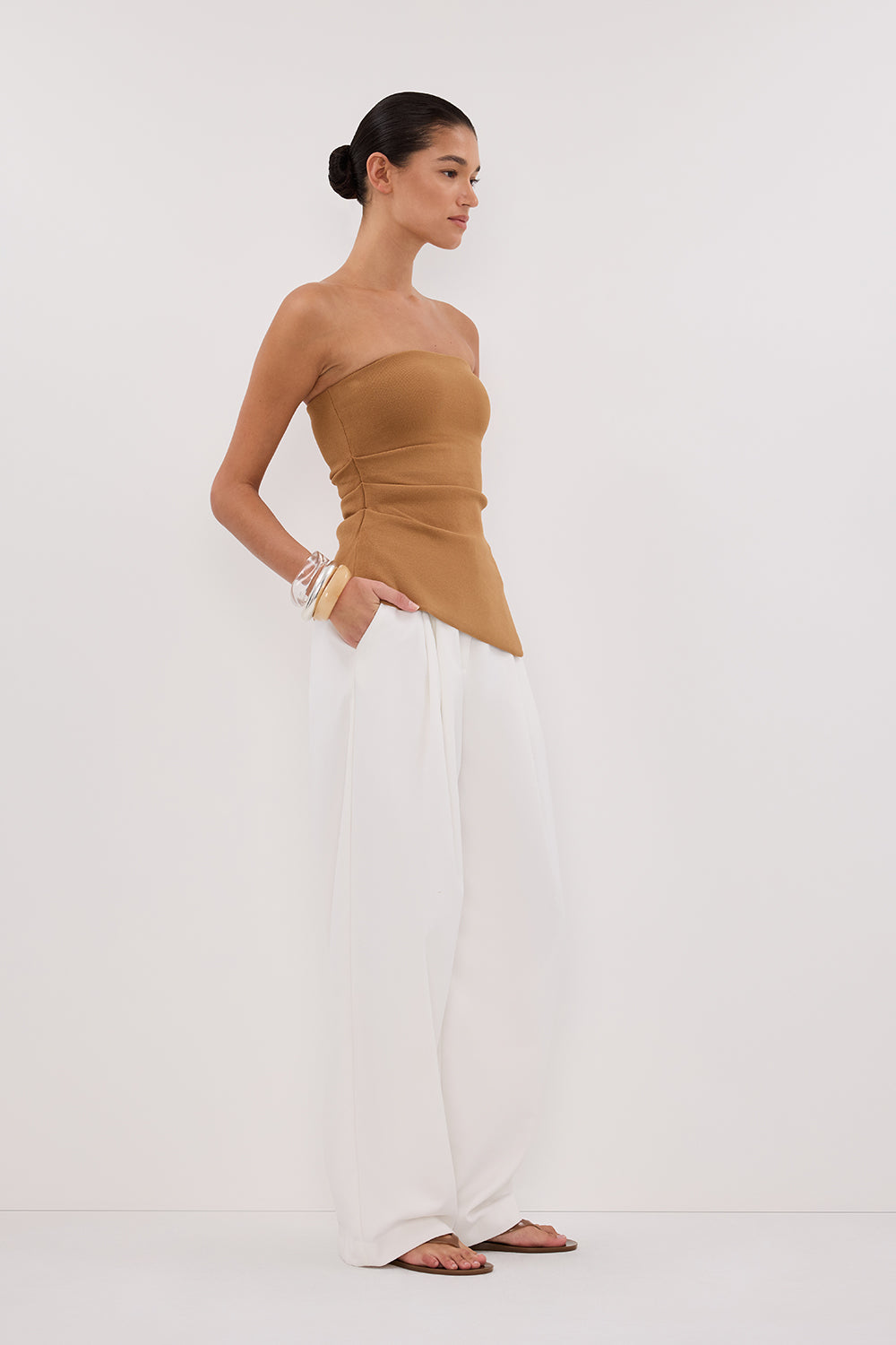 LUKE TAN BANDEAU KNIT TOP