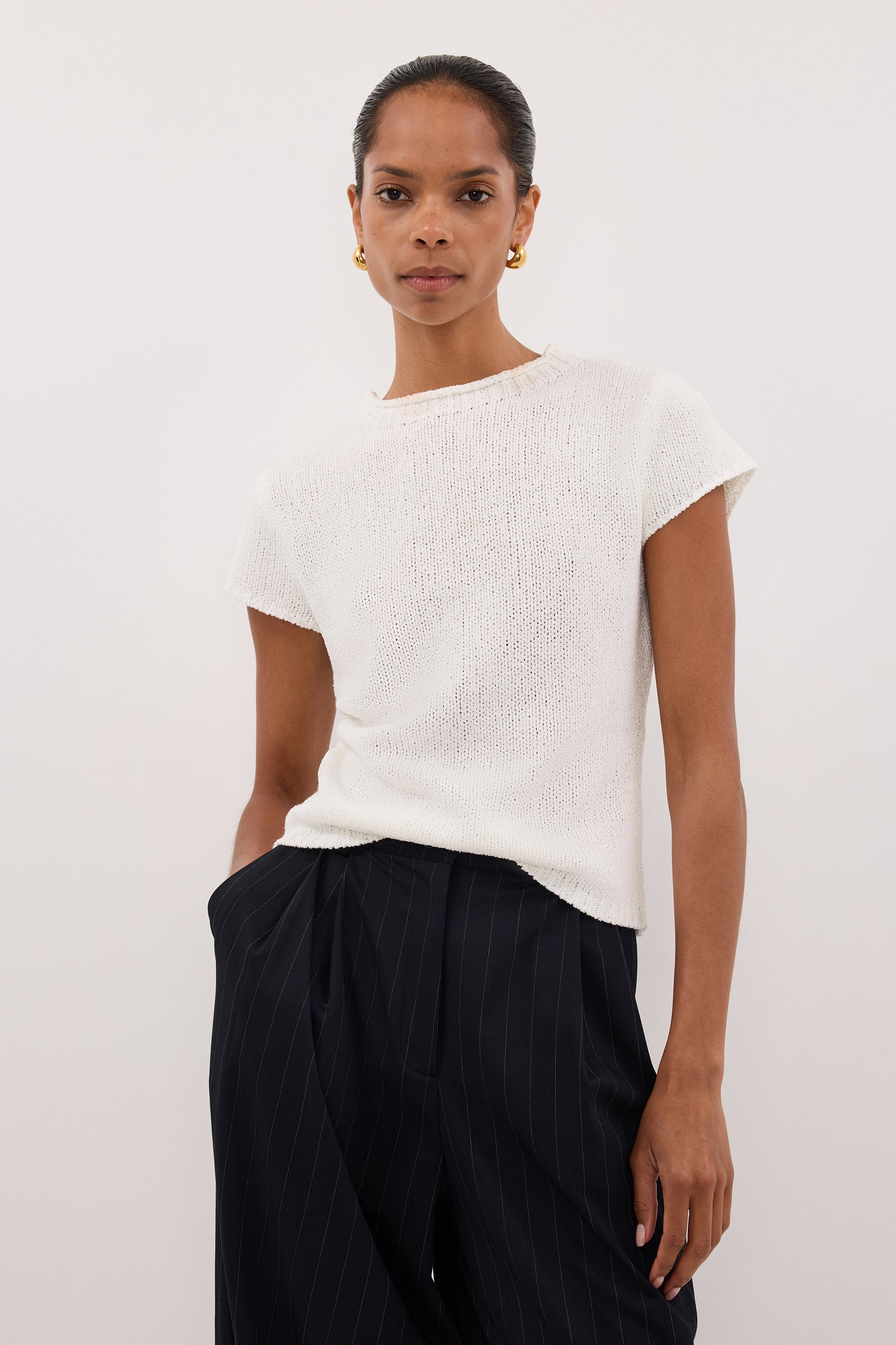 LEO OFF WHITE KNIT TOP – DISSH