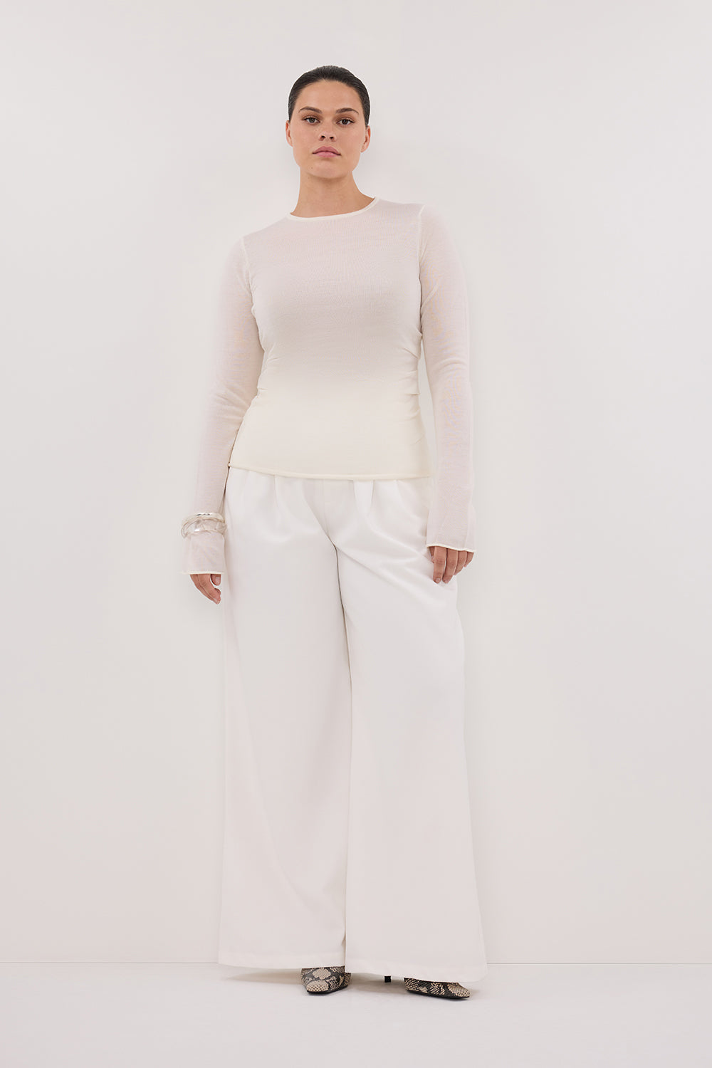 NICO OFF WHITE MERINO KNIT TOP