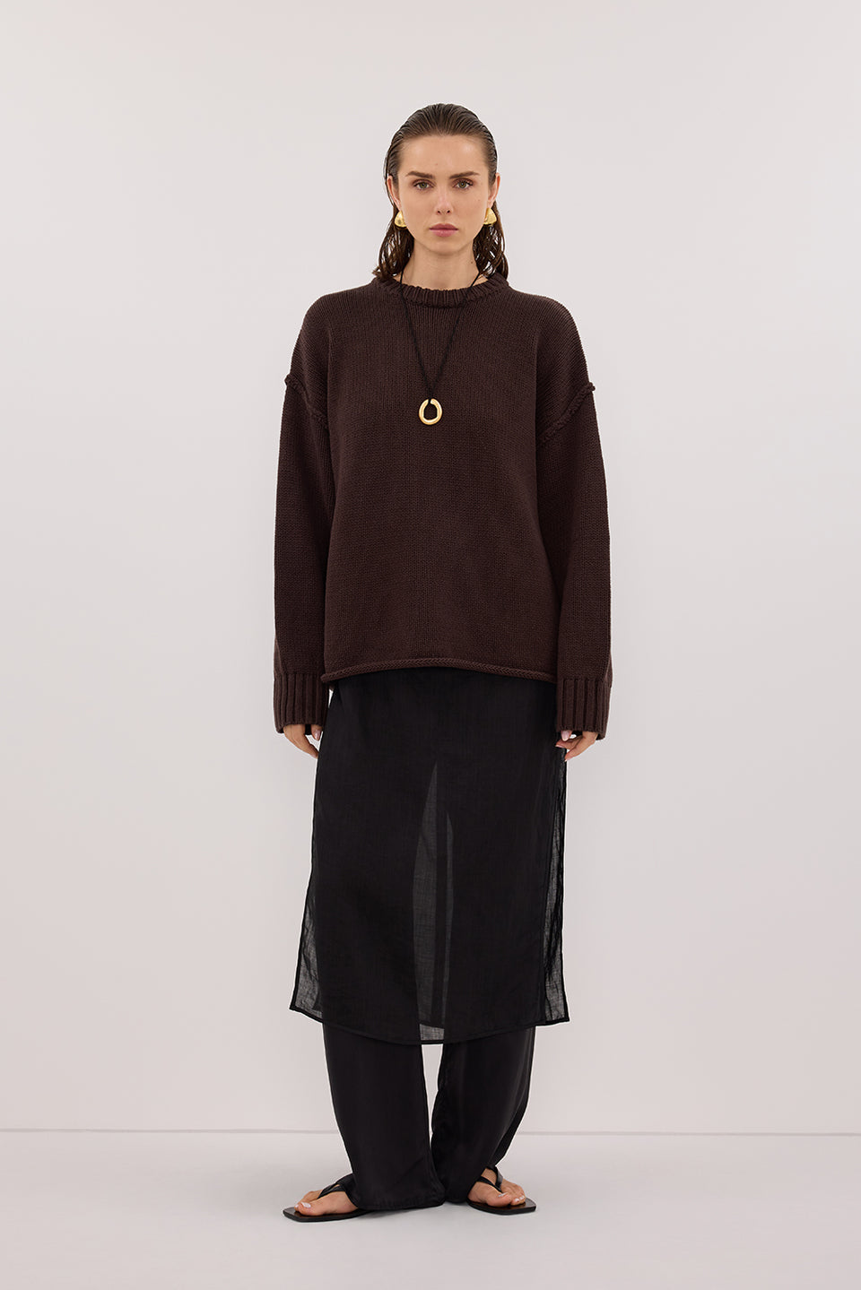 ROY CHOC OVERSIZED LONGLINE KNIT JUMPER