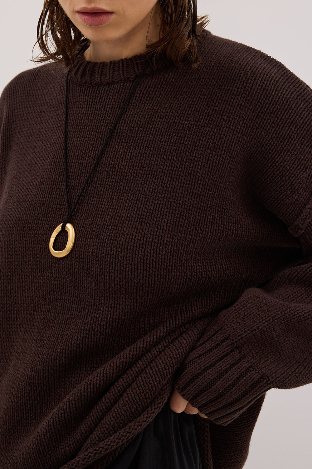 ROY CHOC OVERSIZED LONGLINE KNIT JUMPER