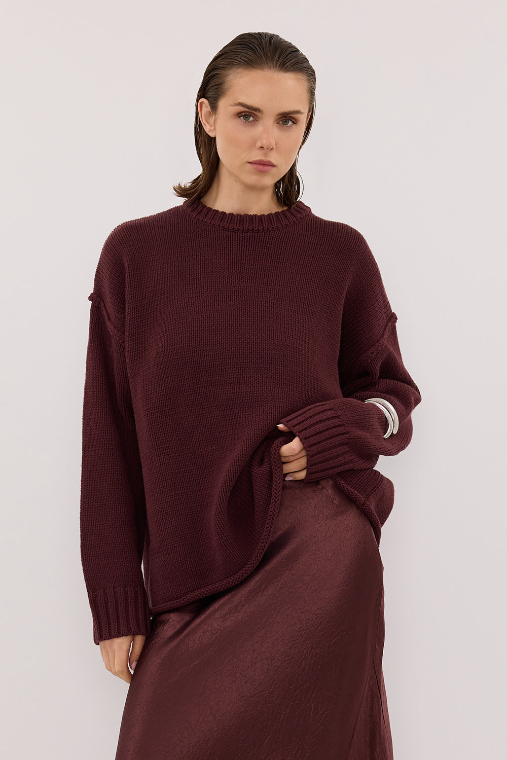 ROY WALNUT OVERSIZED LONGLINE KNIT JUMPER
