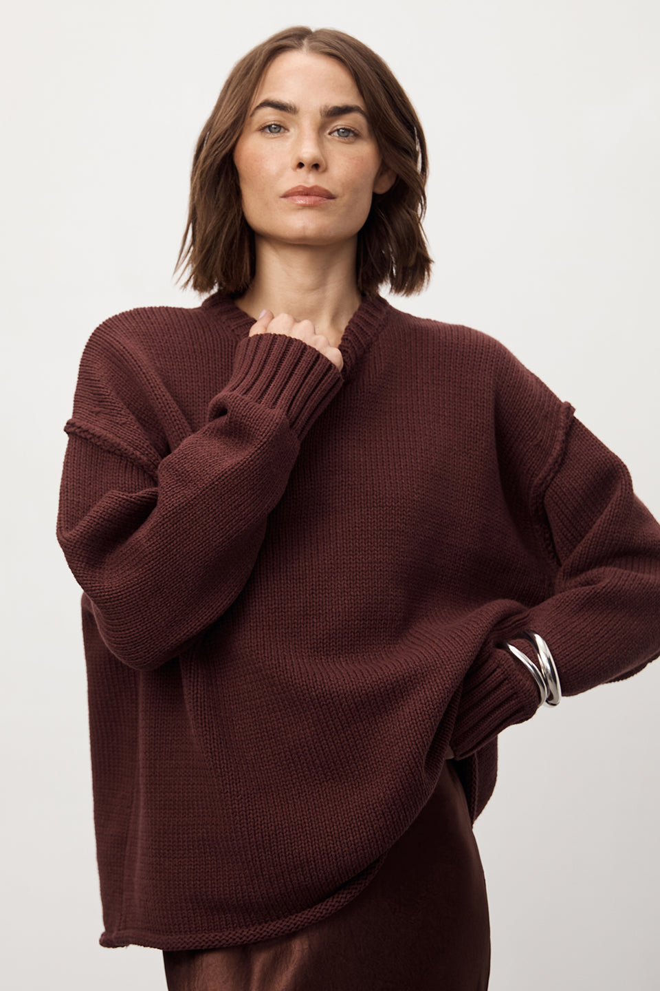 ROY WALNUT OVERSIZED LONGLINE KNIT JUMPER