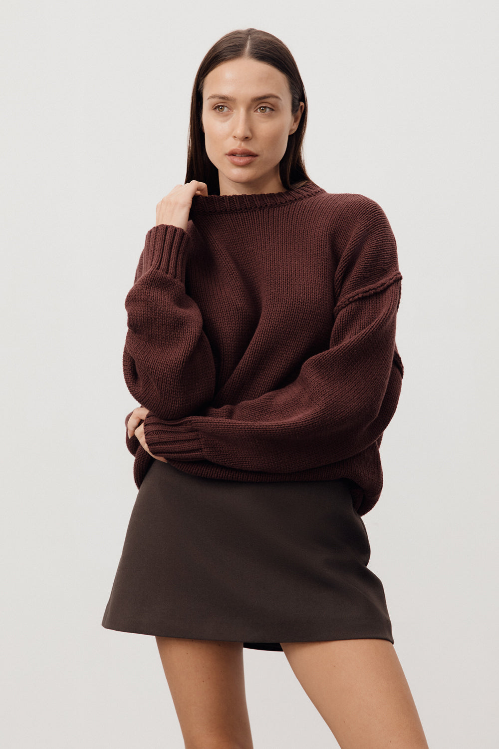 ROY WALNUT OVERSIZED LONGLINE KNIT JUMPER