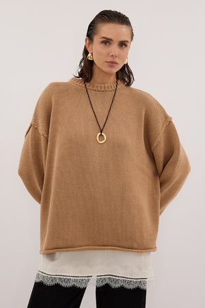 ROY WHEAT LONGLINE KNIT JUMPER