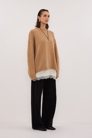 ROY WHEAT LONGLINE KNIT JUMPER