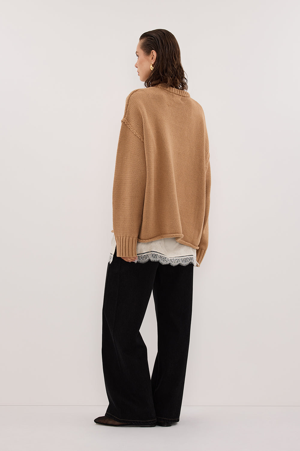 ROY WHEAT OVERSIZED LONGLINE KNIT JUMPER