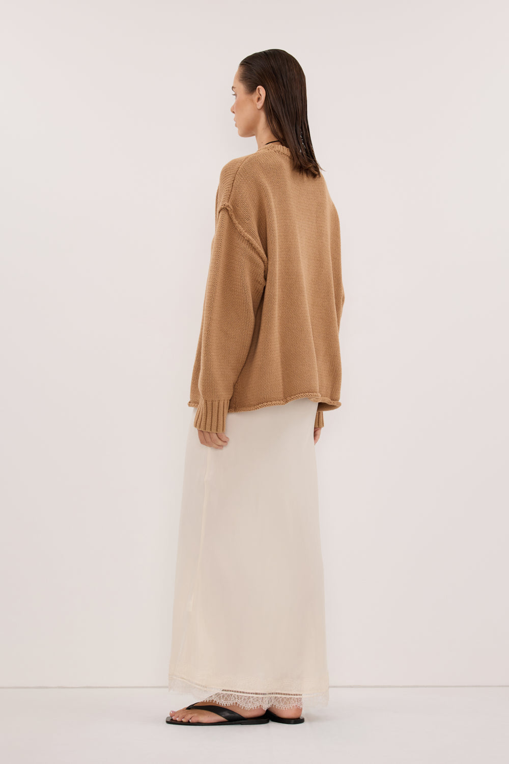 ROY WHEAT OVERSIZED LONGLINE KNIT JUMPER