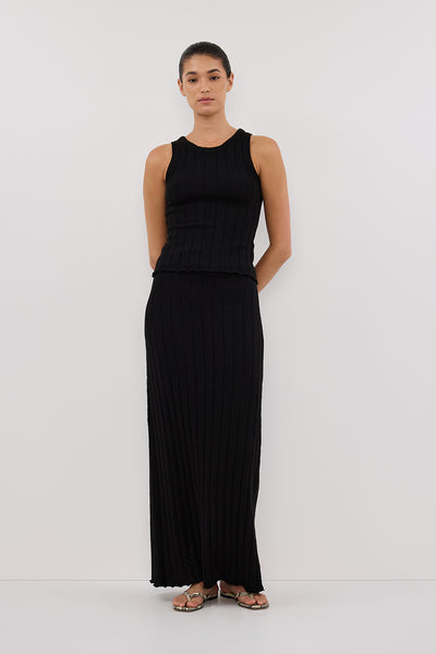 Aude wearing REM BLACK KNIT TOP