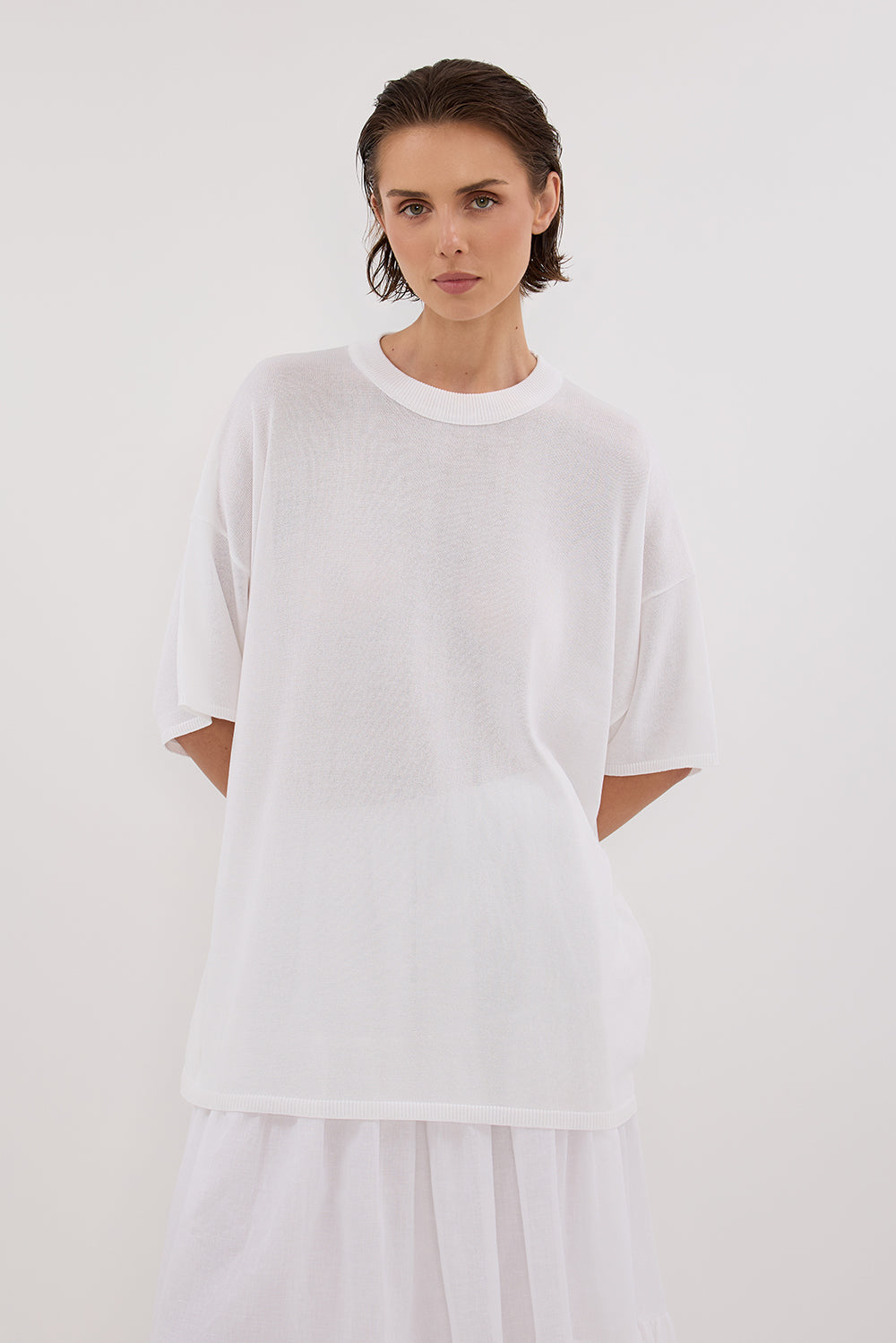 JACKI IVORY OVERSIZED KNIT TEE