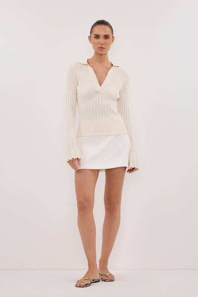 Stas wearing HAL PLASTER LONG SLEEVE KNIT TOP