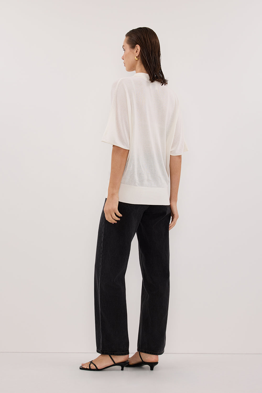 ELI CREAM POLO KNIT TOP