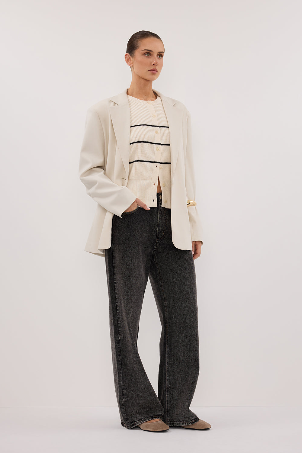 KATE CREAM STRIPE KNIT VEST