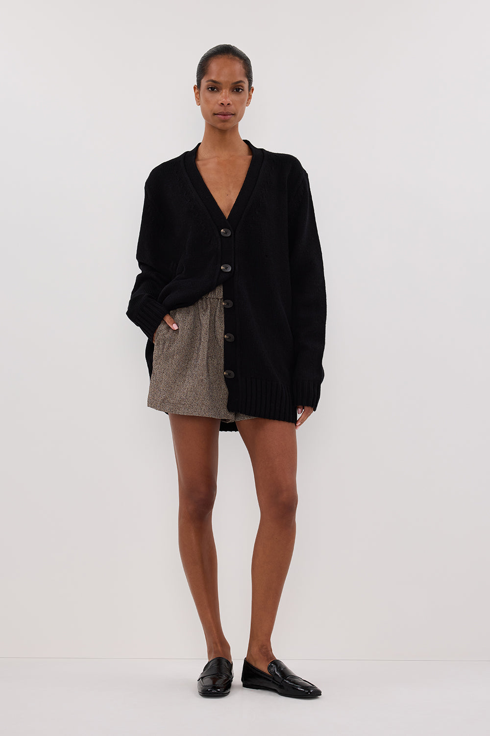 ZOE BLACK LONGLINE CARDIGAN
