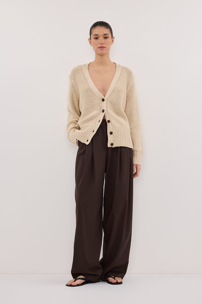 Aude wearing HUGO CLAY KNIT CARDIGAN