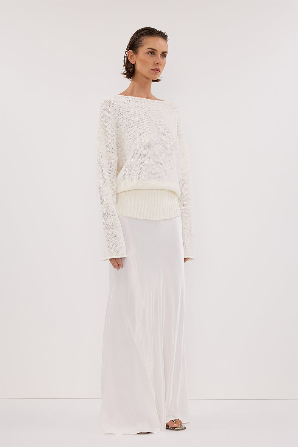 JULES WHITE LONG SLEEVE KNIT TOP | Dissh