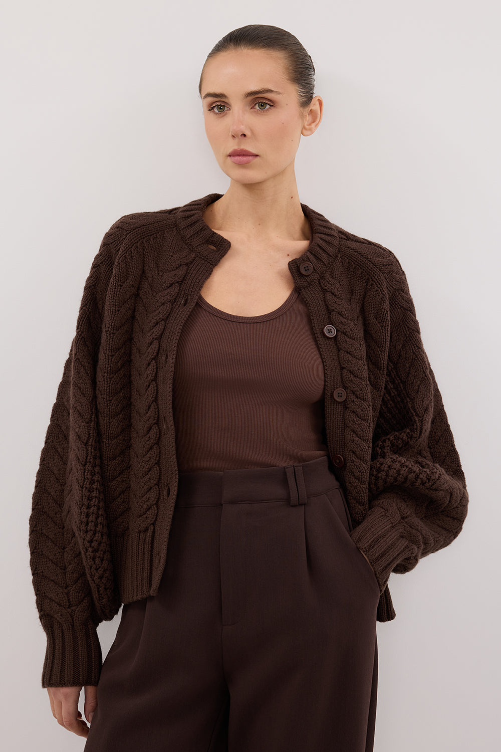 TOM CHOC CABLE KNIT CARDIGAN