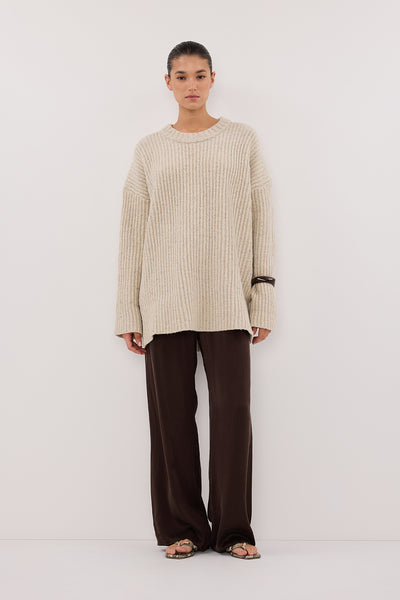 Aude wearing INDIA CREAM MARLE KNIT JUMPER