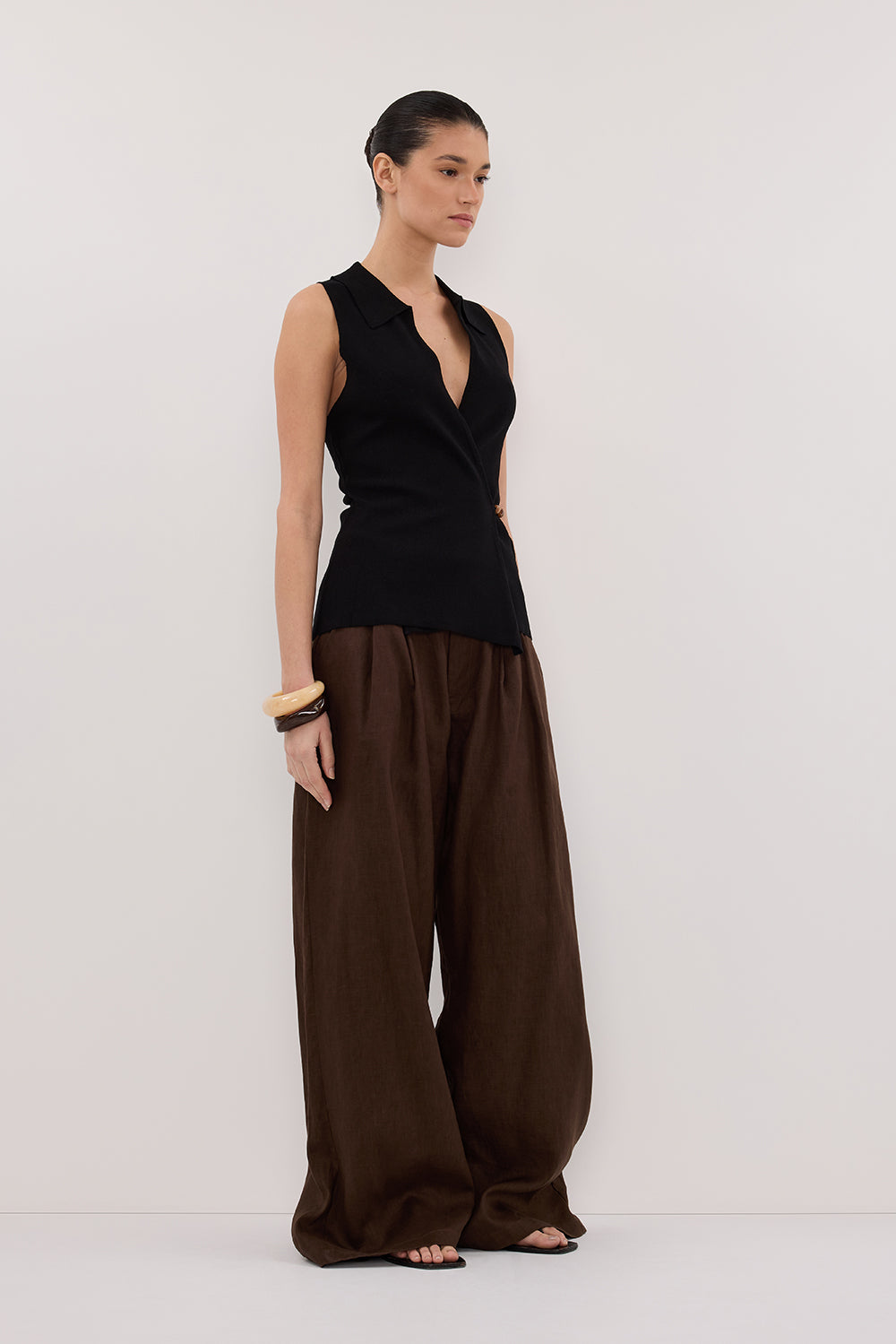 PAULA BLACK WRAP KNIT TOP