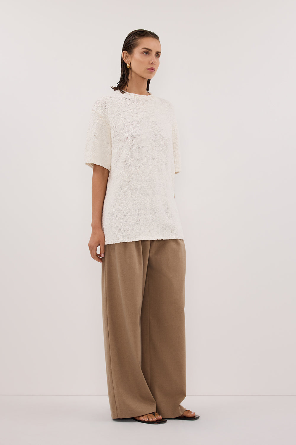 SUE OFF WHITE OVERSIZED KNIT TEE