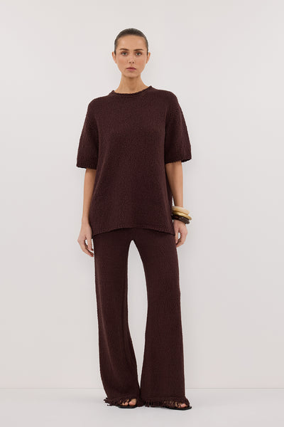 Stas wearing SUE CHOC OVERSIZED KNIT TEE