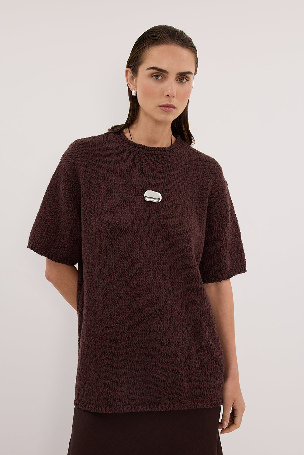 SUE CHOC KNIT TEE – DISSH