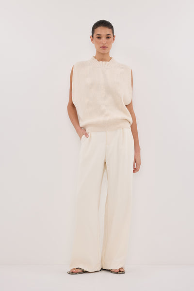Aude wearing ARO CREAM KNIT TOP