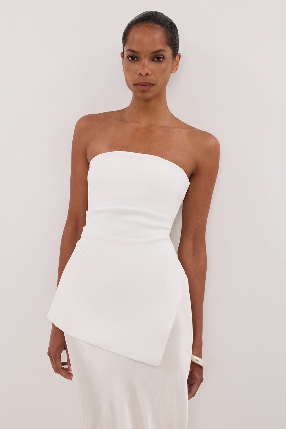 LUKE OFF WHITE LONGLINE BANDEAU TOP
