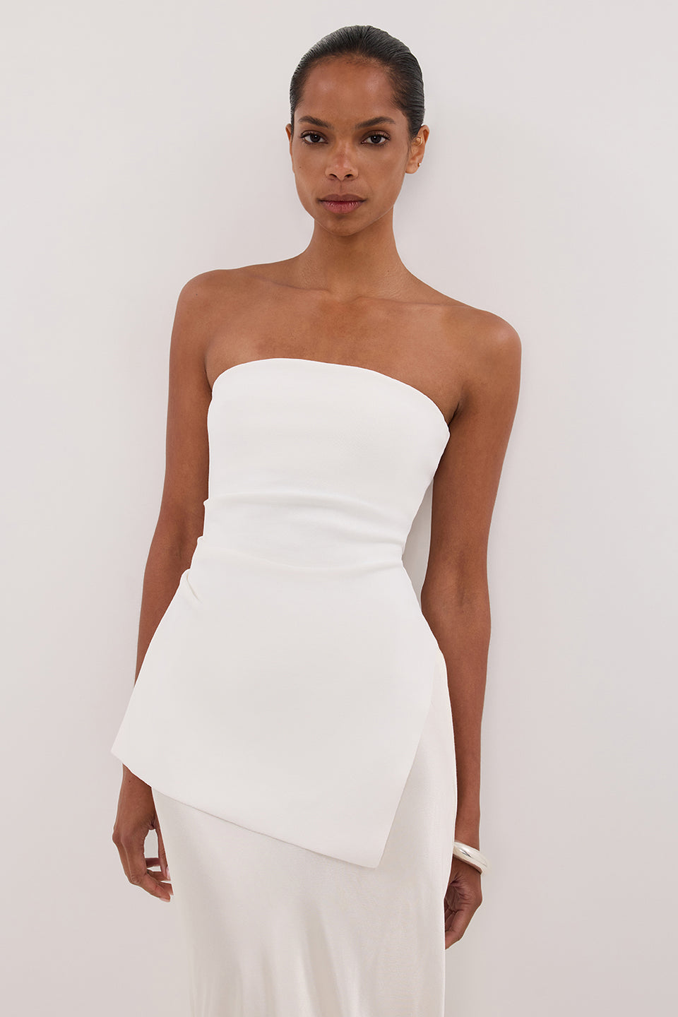 LUKE OFF WHITE LONGLINE BANDEAU TOP