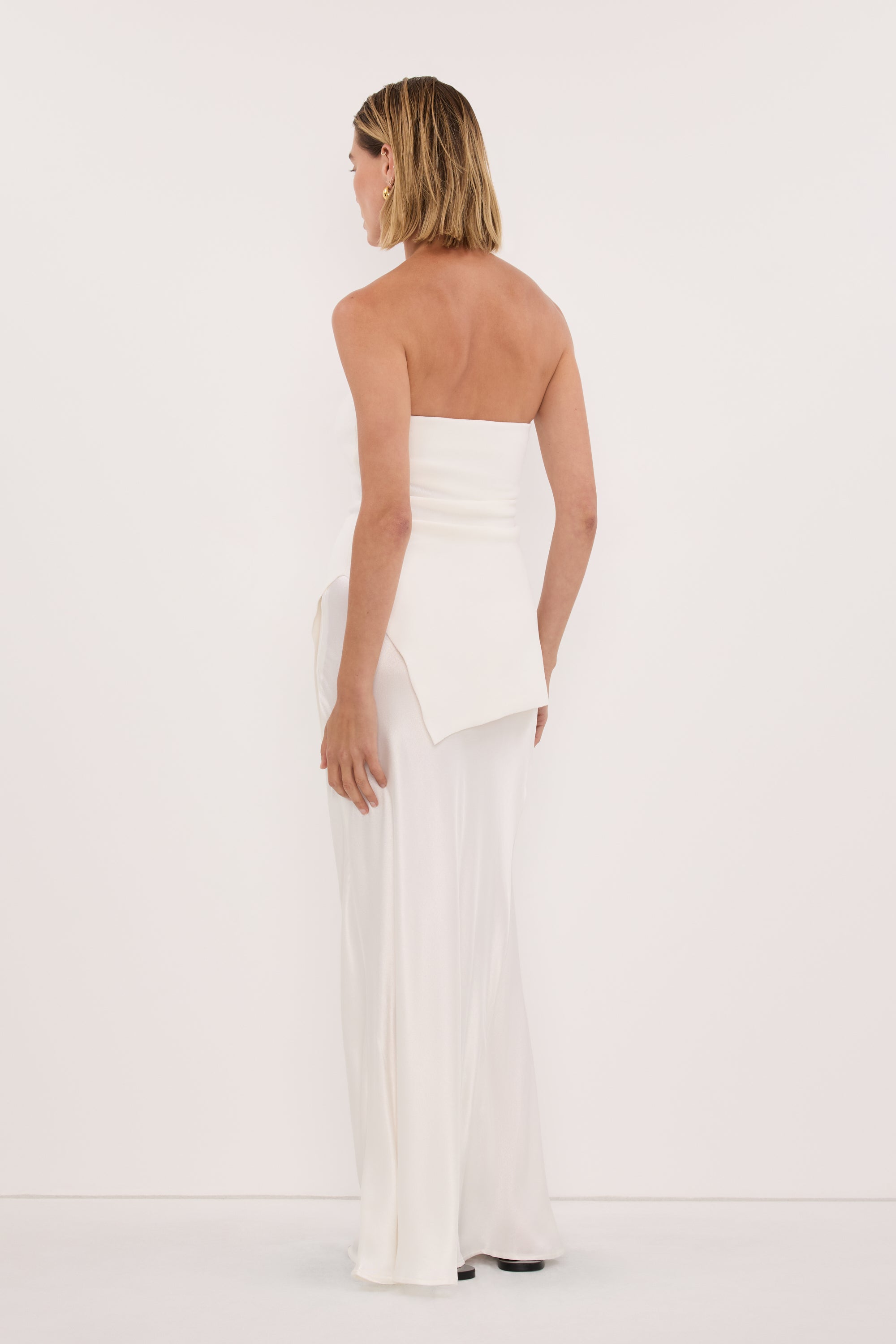 LUKE OFF WHITE LONGLINE BANDEAU TOP