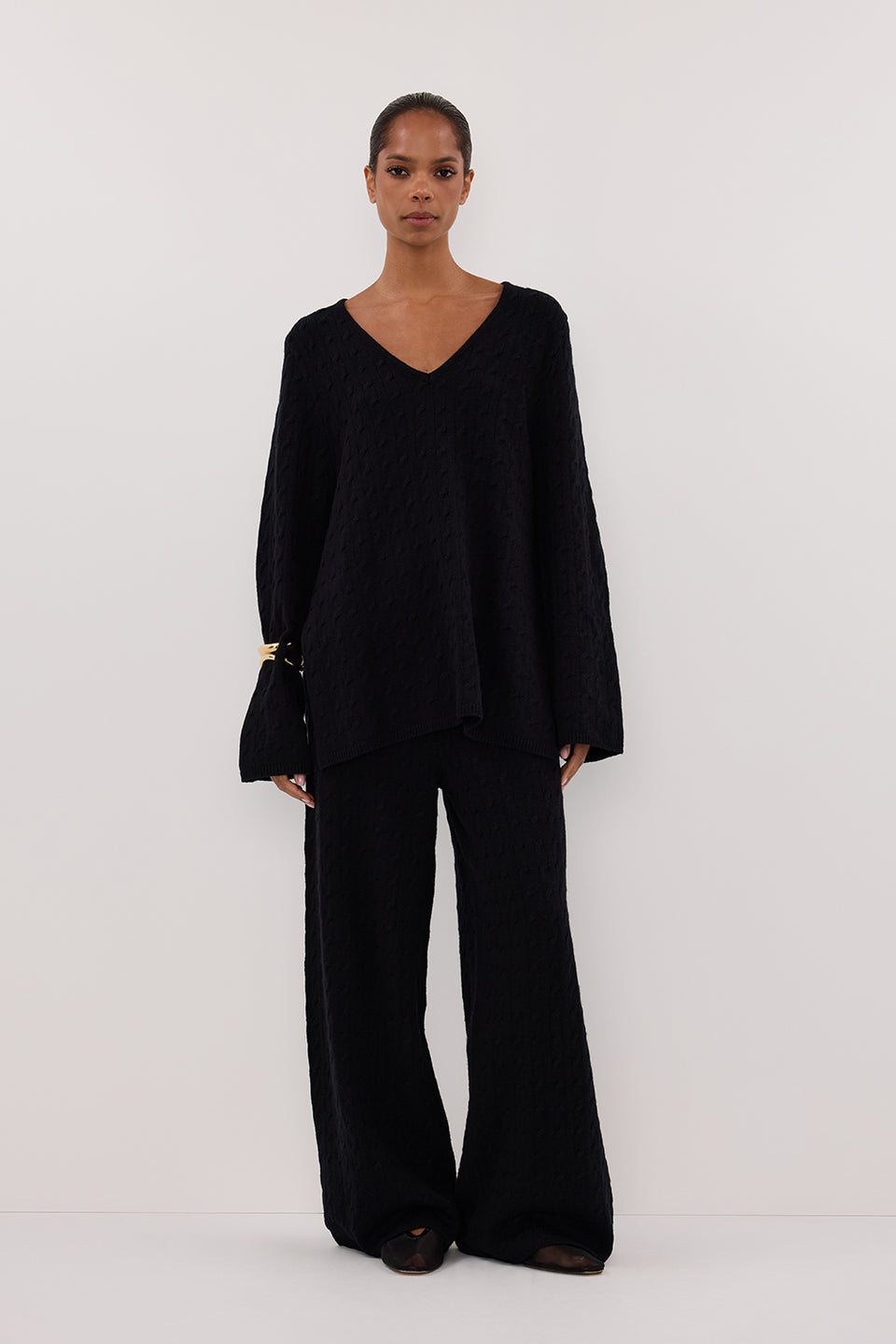 MAREN BLACK CABLE KNIT JUMPER
